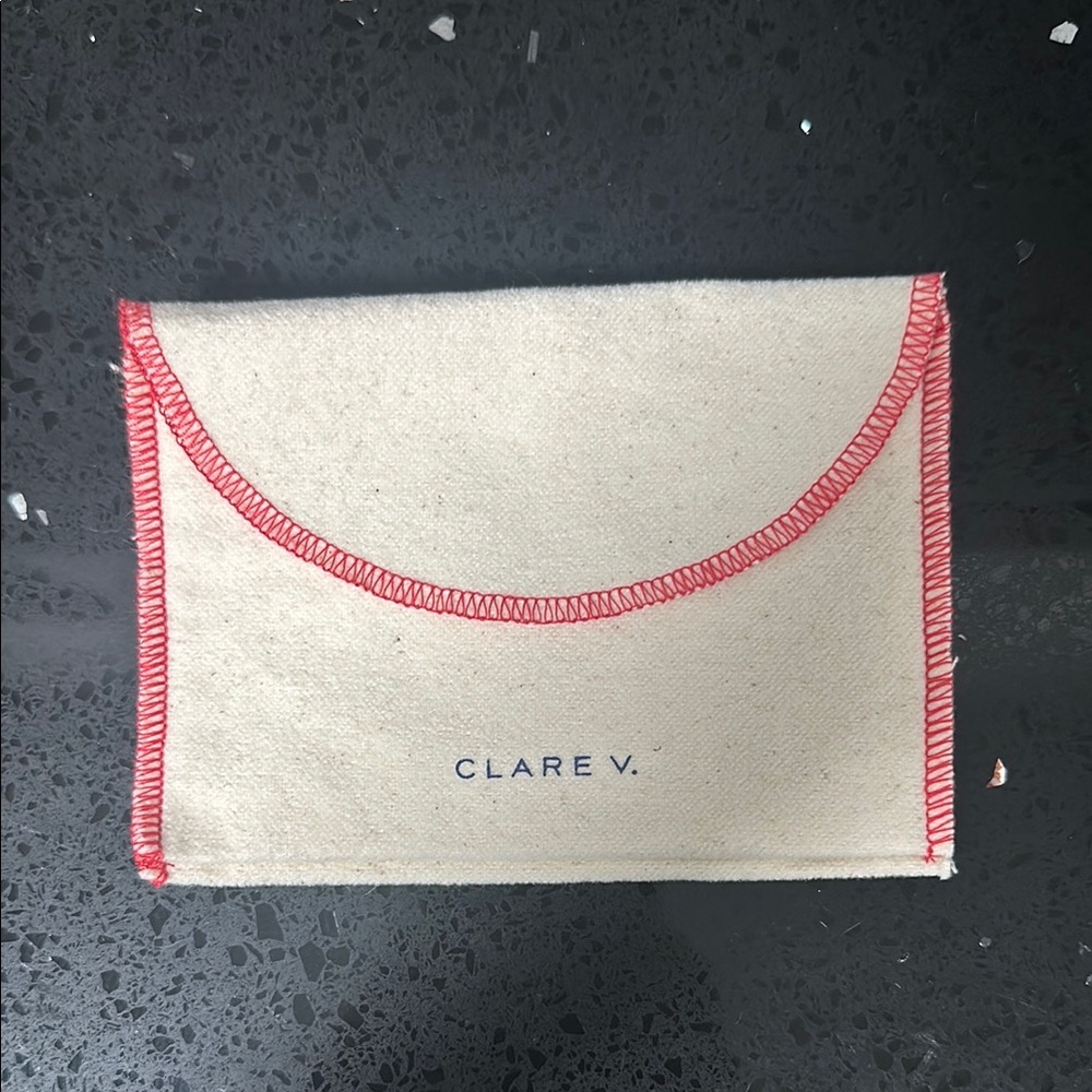 Clare V. Canvas Large Necklace Pouch with Red Trim